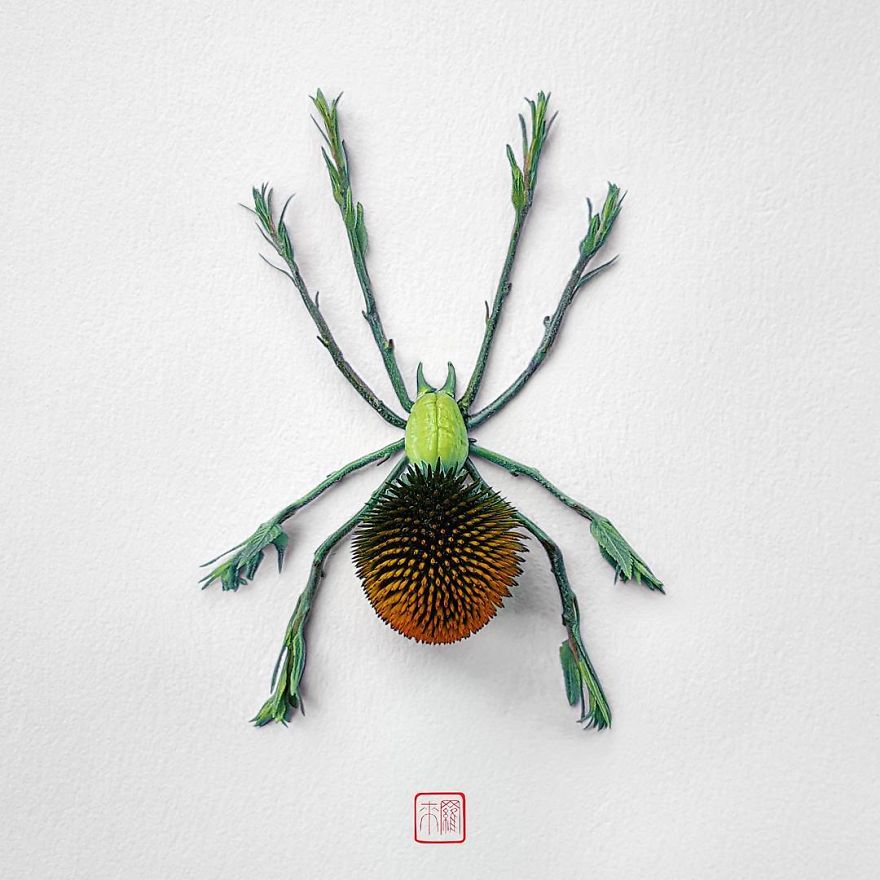 你怕蟲子嗎？來(lái)看看這些用花瓣做成的蟲子（組圖）