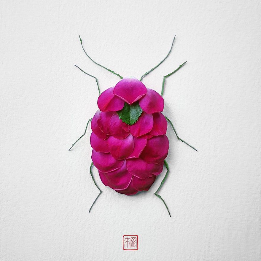 你怕蟲子嗎？來看看這些用花瓣做成的蟲子（組圖）